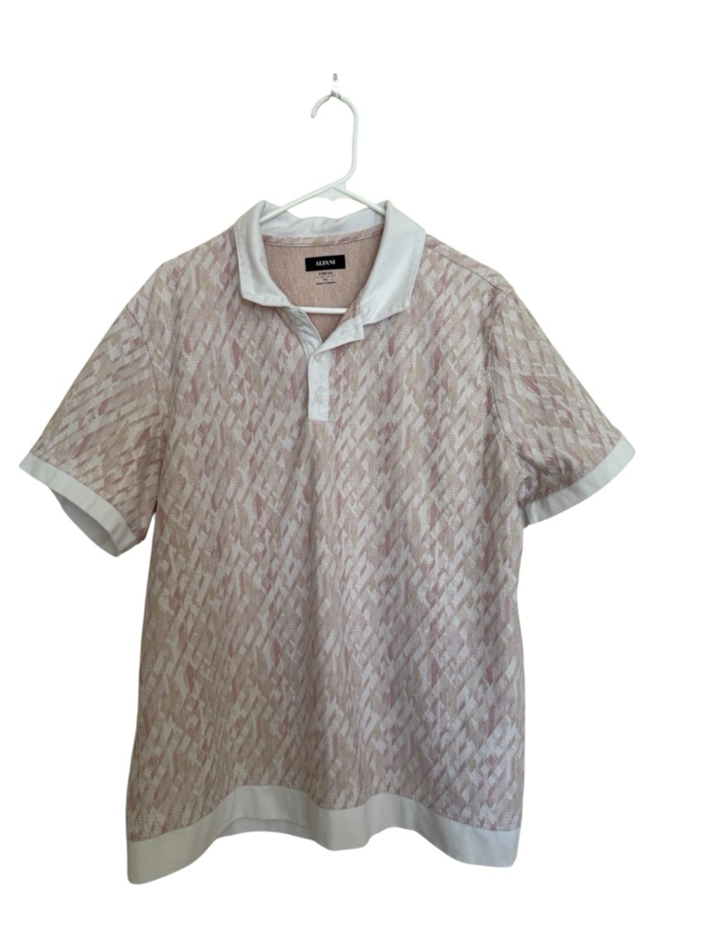 Alfani Men's Light Pink & White Patterned Polo